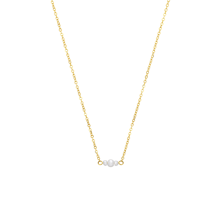 Stalen goldplated ketting met hanger met parel voor dames