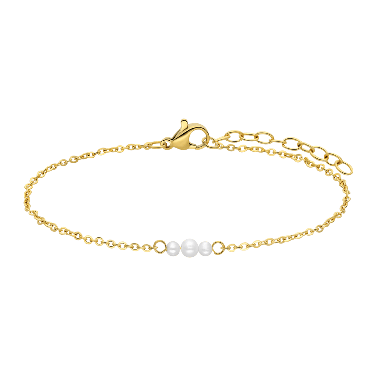 Stalen goldplated fantasiearmband met parel voor dames