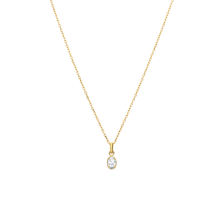 Stainless steel goldplated ketting met hanger met zirkonia voor dames