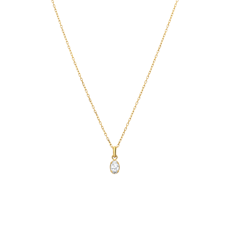 Stalen goldplated ketting met hanger met zirkonia voor dames