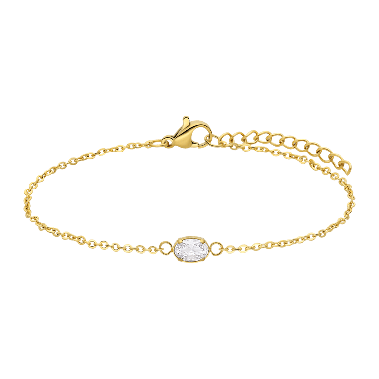 Stainless steel goldplated fantasiearmband met zirkonia voor dames