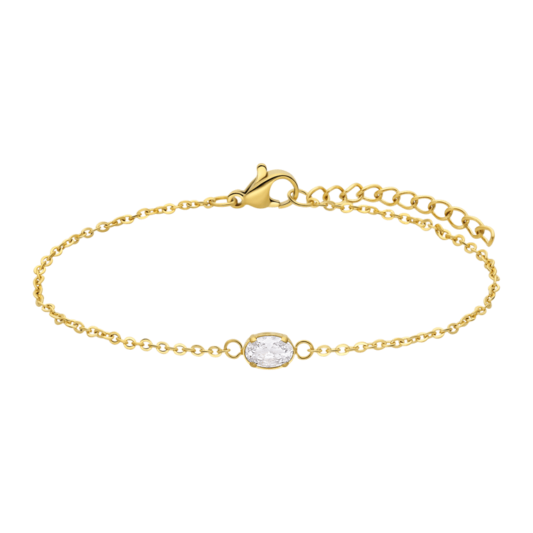 Stalen goldplated armband met zirkonia