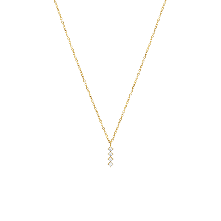 Stalen goldplated ketting met hanger met zirkonia voor dames
