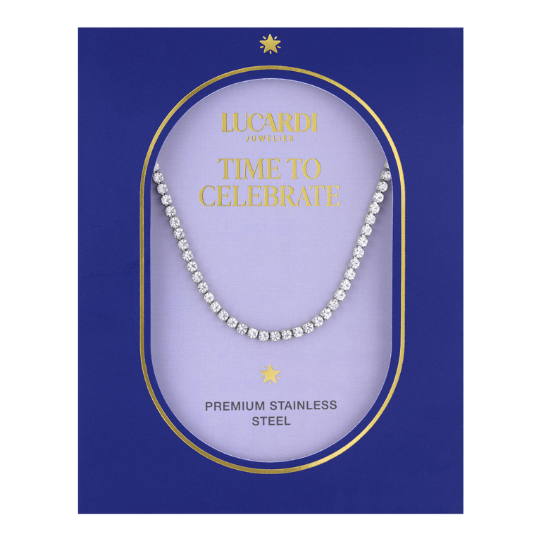 Stainless steel tennisketting met stras voor dames