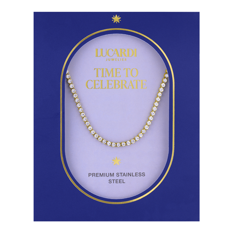 Stalen goldplated tennisketting met zirkonia voor dames