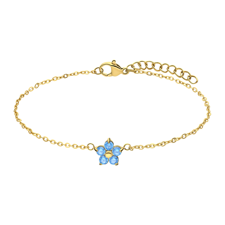 Stalen goldplated fantasiearmband bloem met zirkonia voor dames