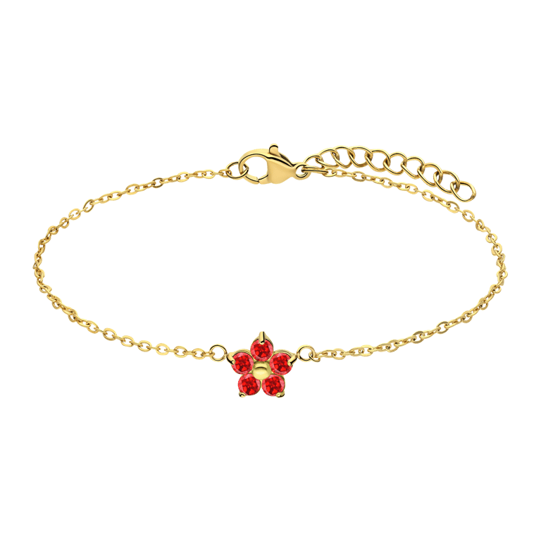 Stalen goldplated fantasiearmband bloem met zirkonia voor dames