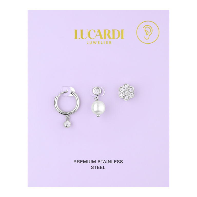 Ohrringe aus Edelstahl, Set, Perle