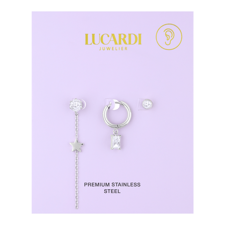 Stainless steel oorringen set ster voor dames