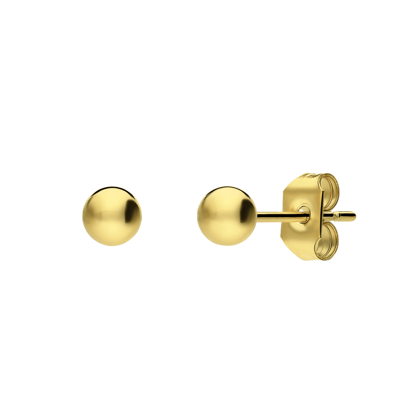 Edelstahl Ohrringe Kugel vergoldet 4 mm