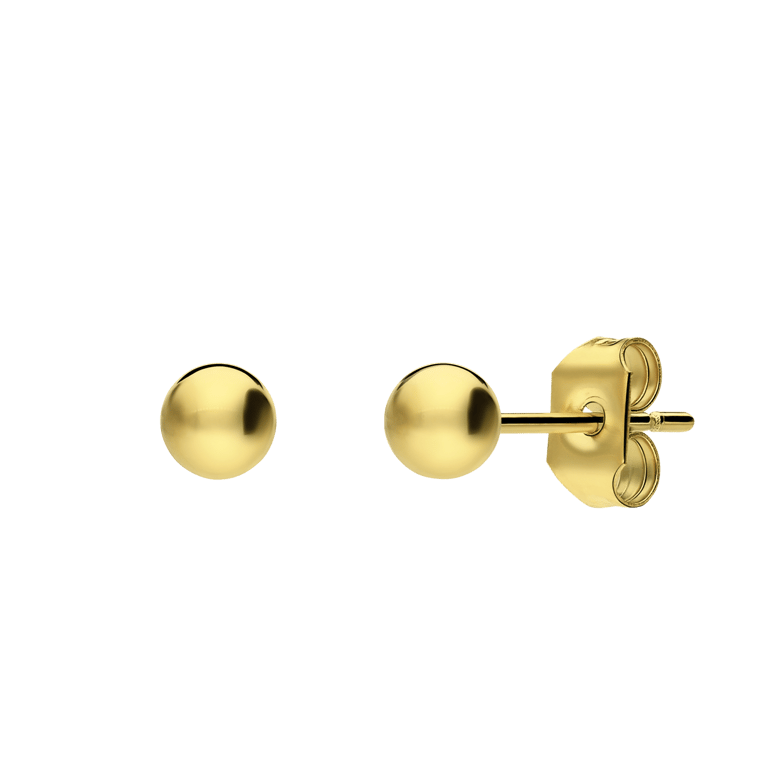 Stalen goldplated oorknoppen 4mm