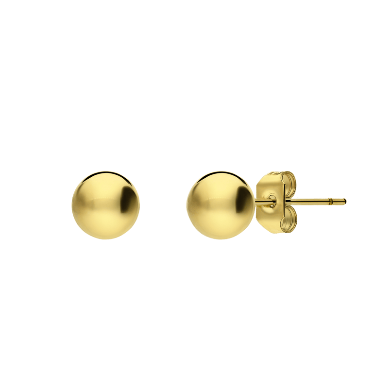 Edelstahl Ohrringe Kugel vergoldet 6 mm