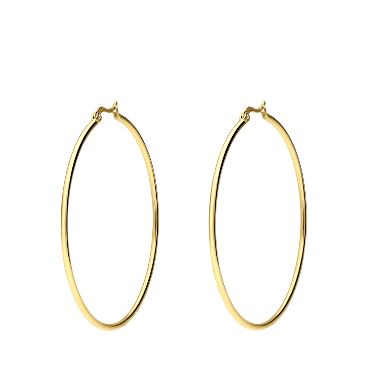 Stainless steel goldplated oorringen 60mm voor dames