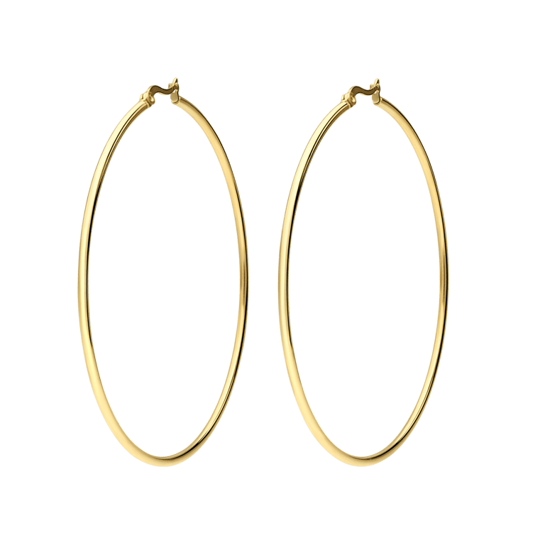 Stainless steel goldplated oorringen 70mm voor dames