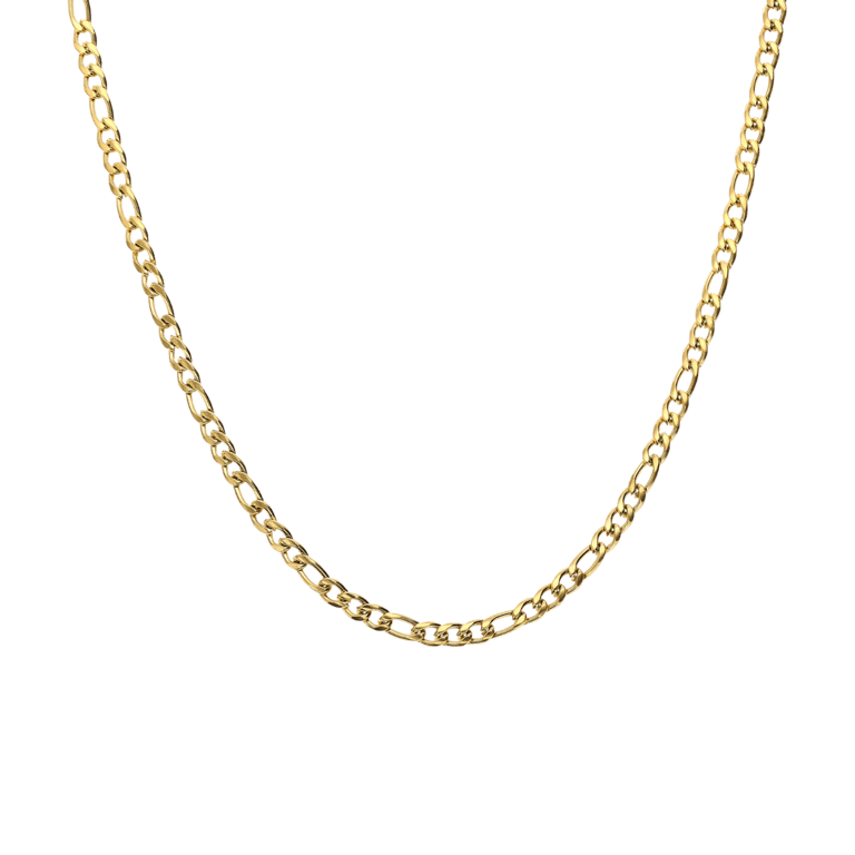 Stainless steel goldplated figaro ketting unisex 4mm breed