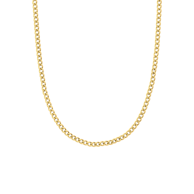 Stalen goldplated schakelketting 3mm voor dames