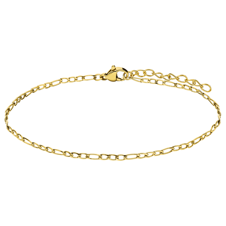 Stalen goldplated armband figaro 2mm