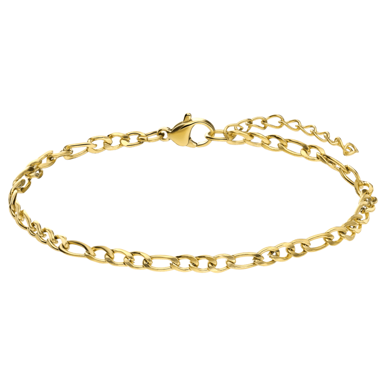 Stalen goldplated armband figaro 3mm