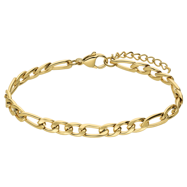 Stalen goldplated armband figaro 5mm