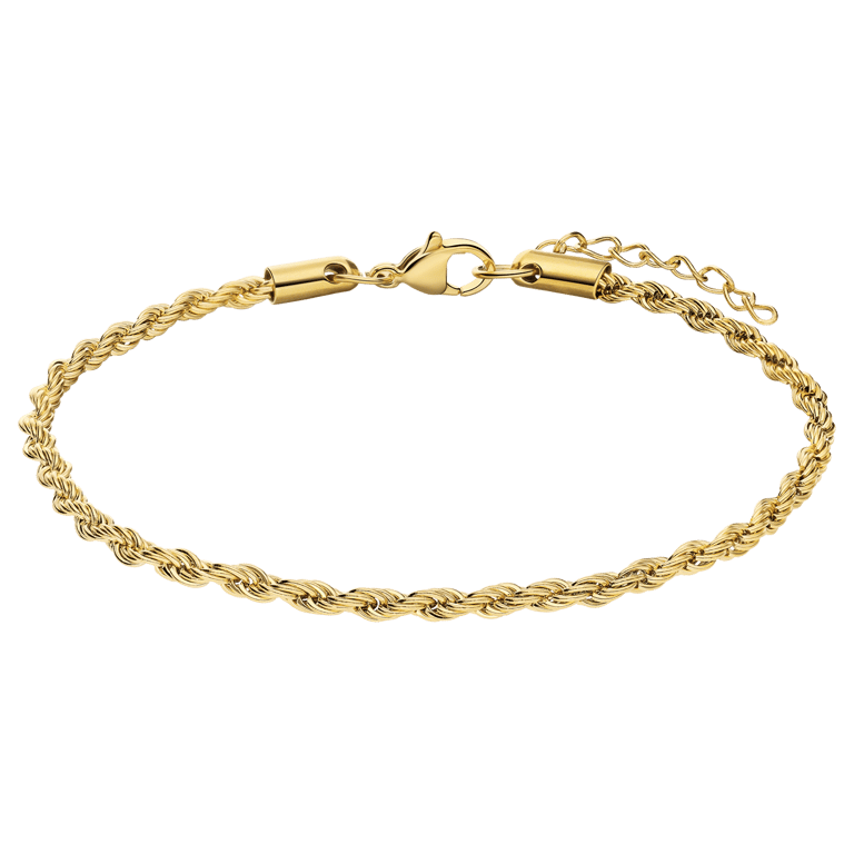 Stalen goldplated schakelarmband 3mm