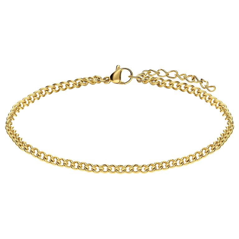 Stalen goldplated armband gourmet 3mm