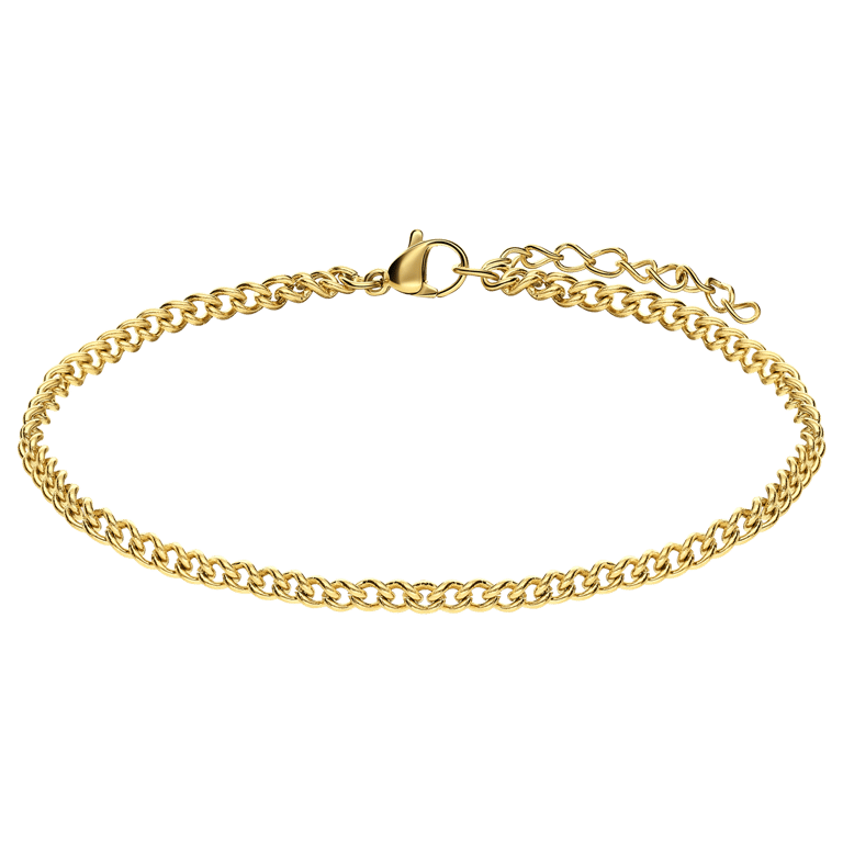 Stalen goldplated schakelarmband 3mm