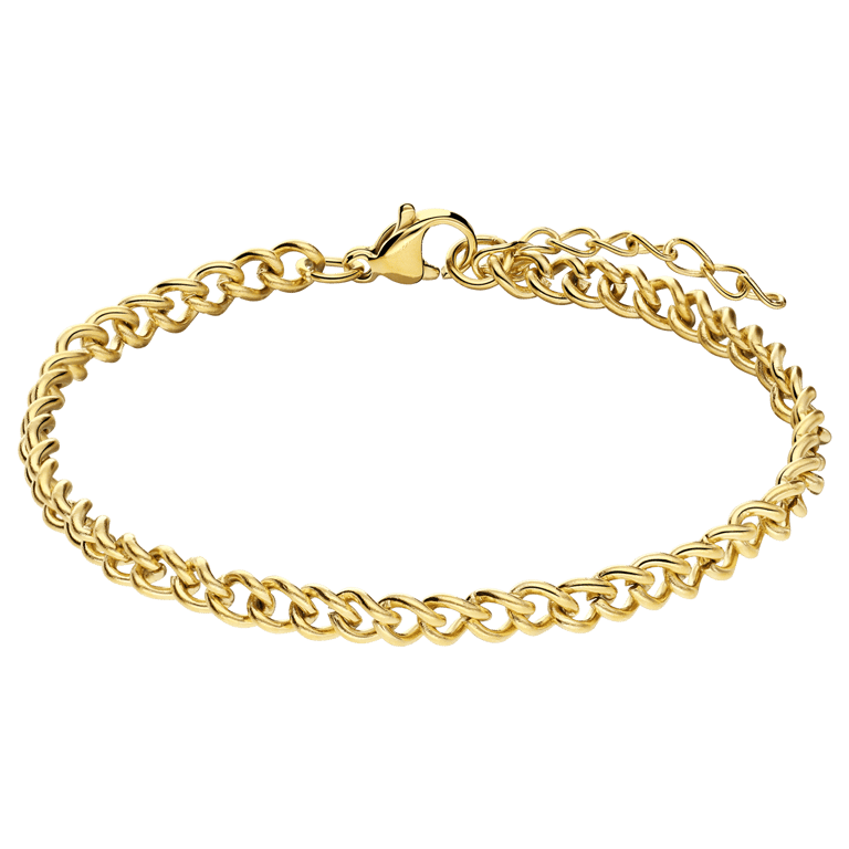 Stalen goldplated armband gourmet 4mm