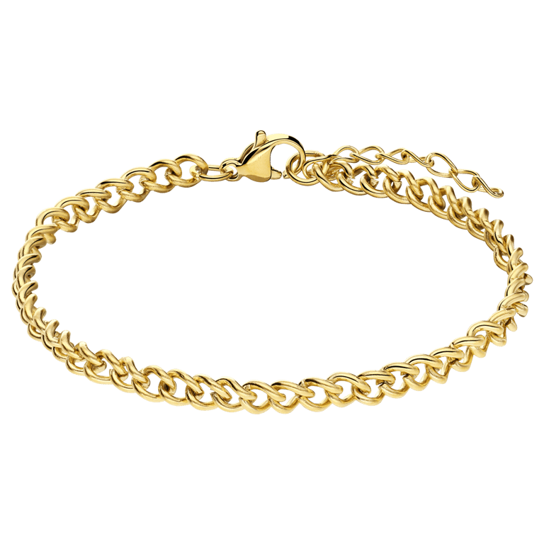 Stalen goldplated schakelarmband 4mm