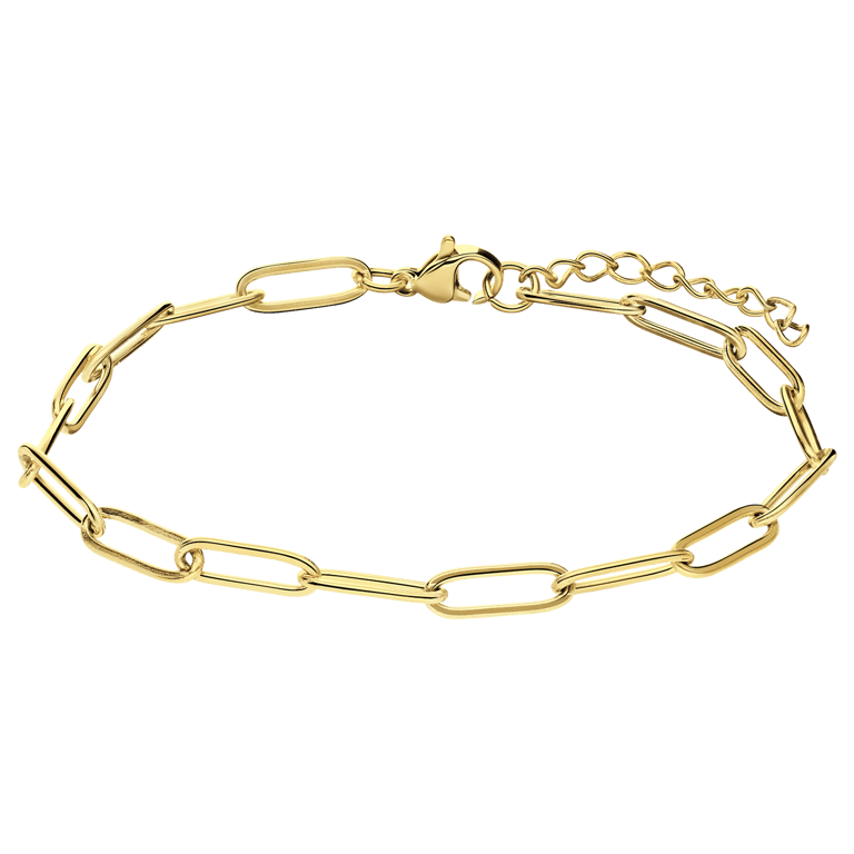 Stalen goldplated schakelarmband 4mm