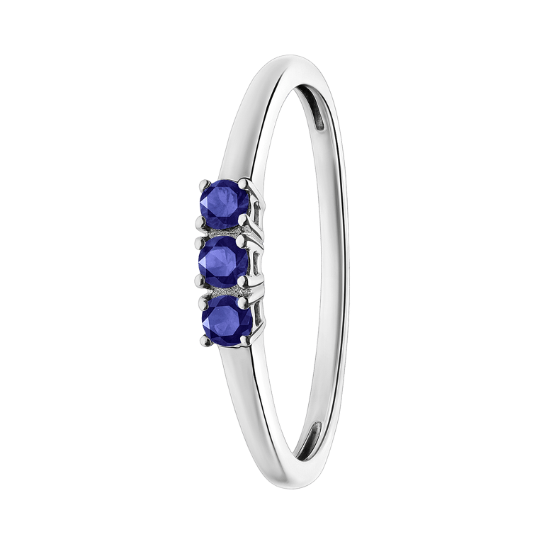 14 Karaat witgouden ring blauwe saffier