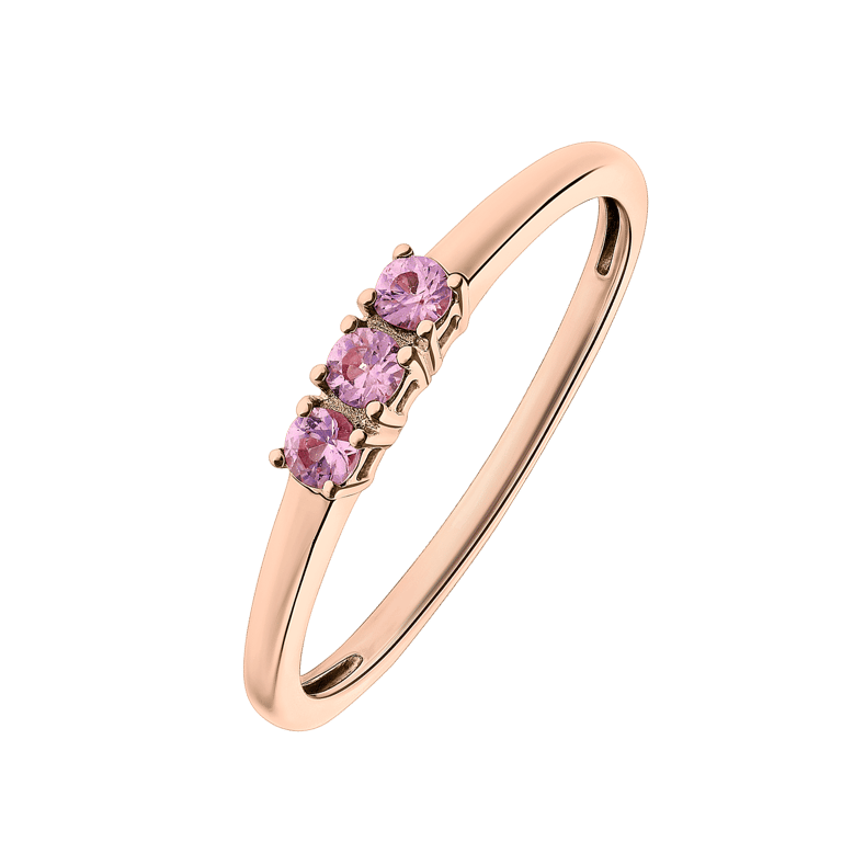 14 Karaat roségouden ring roze saffier