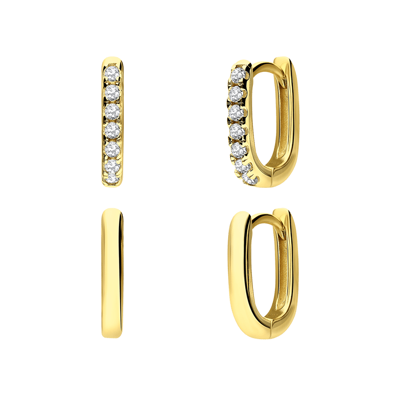 Zilveren goldplated sieradenset met zirkonia voor dames