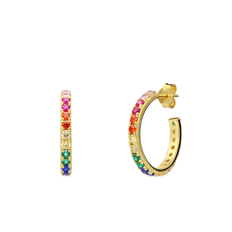 Zilveren goldplated oorringen met zirkonia voor dames