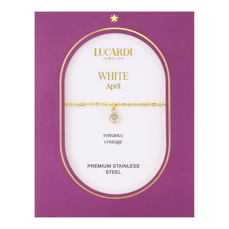 Stalen goldplated fantasiearmband met geboortesteen April voor dames