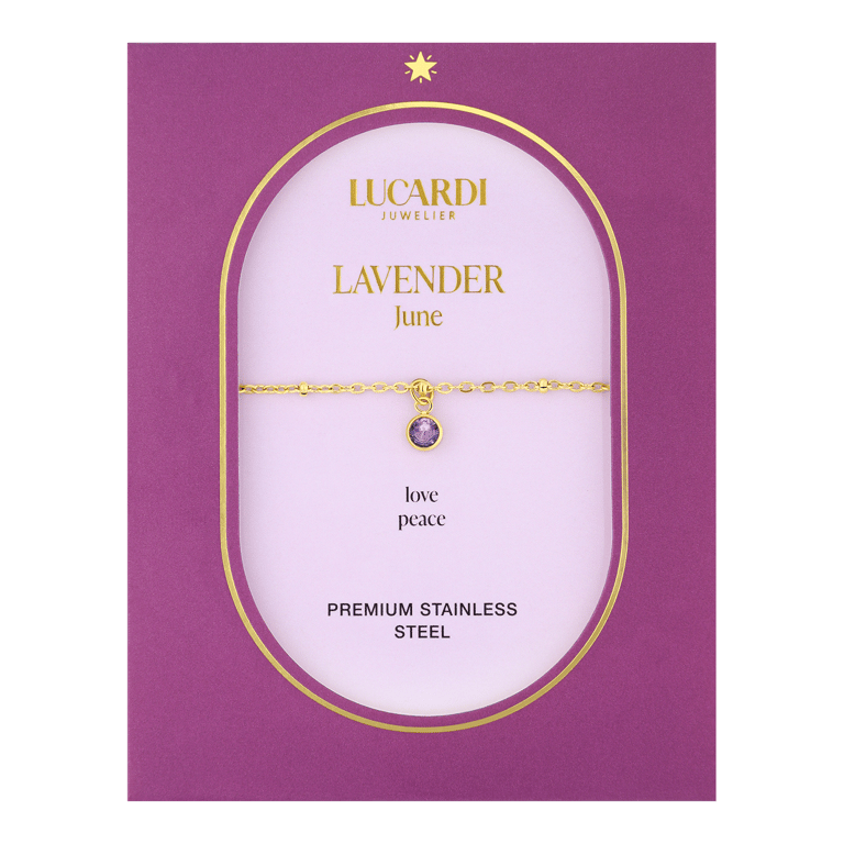 Stalen goldplated armband geboortesteen juni