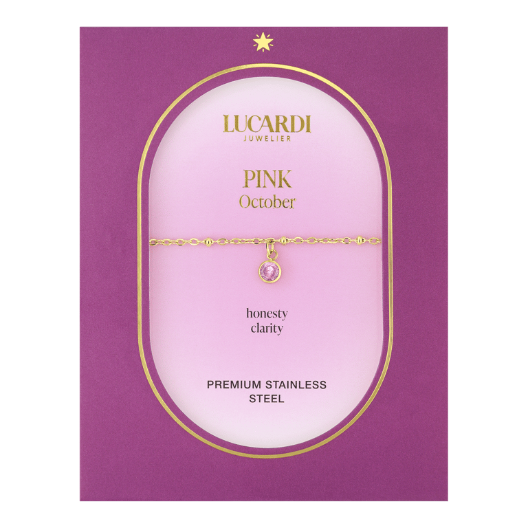 Stainless steel goldplated armband geboortesteen oktober