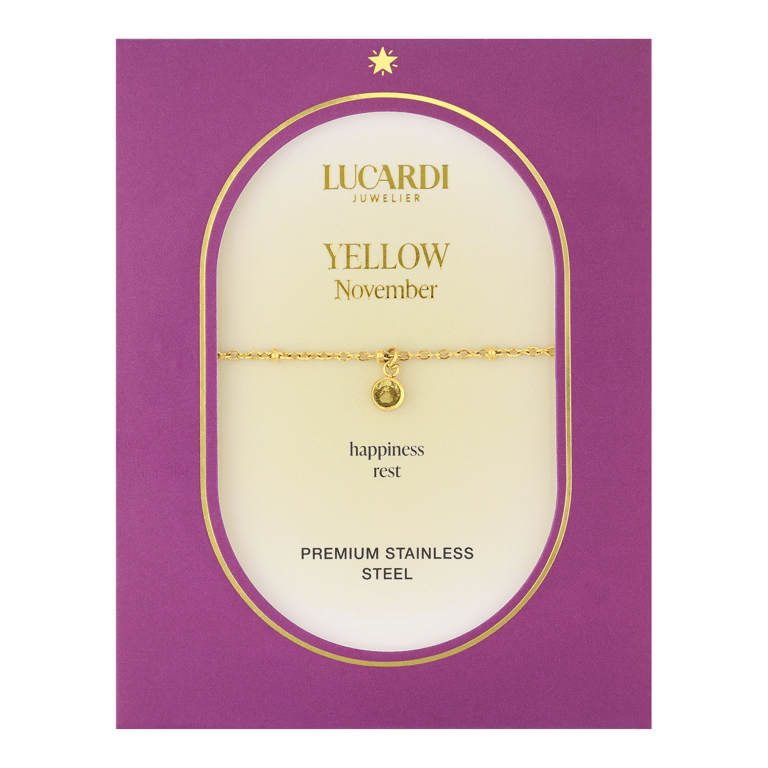 Stainless steel goldplated fantasiearmband met geboortesteen November voor dames