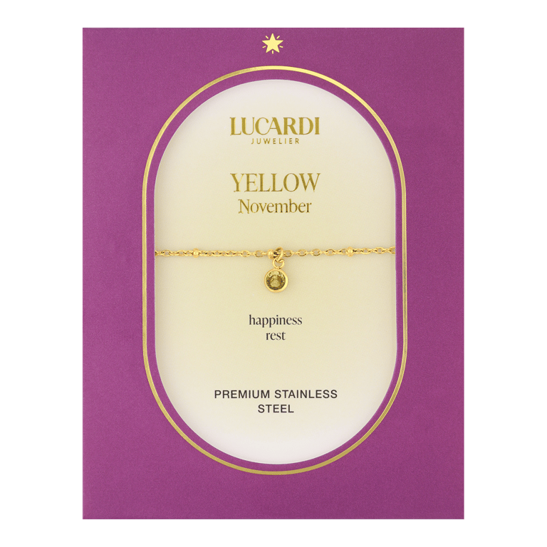 Stalen goldplated armband geboortesteen november