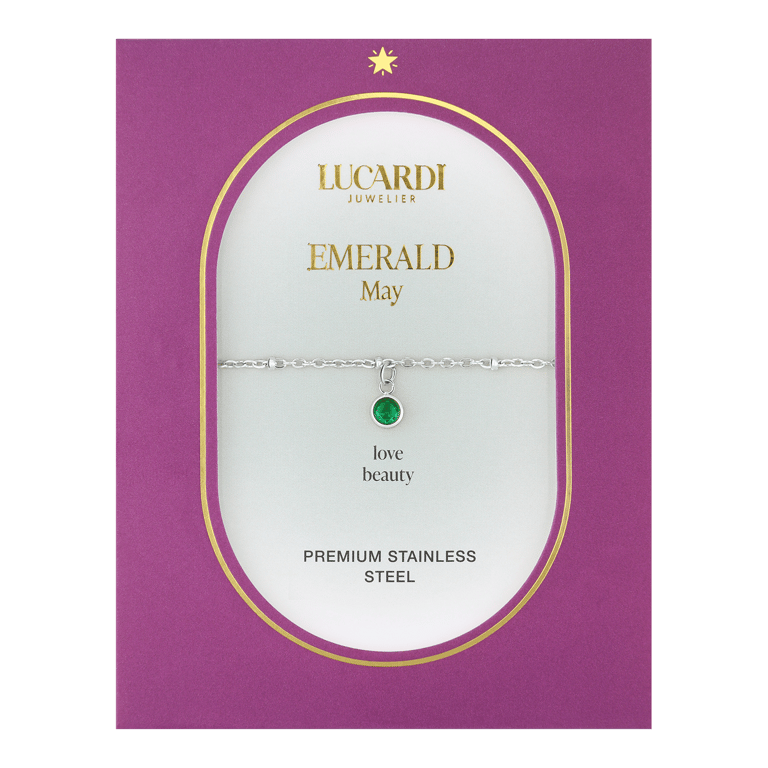 Stainless steel armband geboortesteen mei