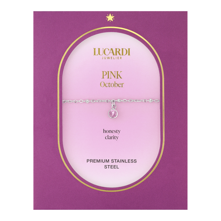 Armband aus Edelstahl, mit Geburtsstein, Oktober