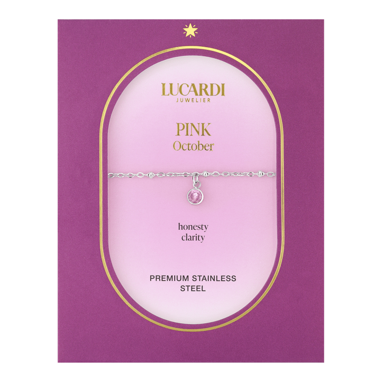 Stainless steel armband geboortesteen oktober