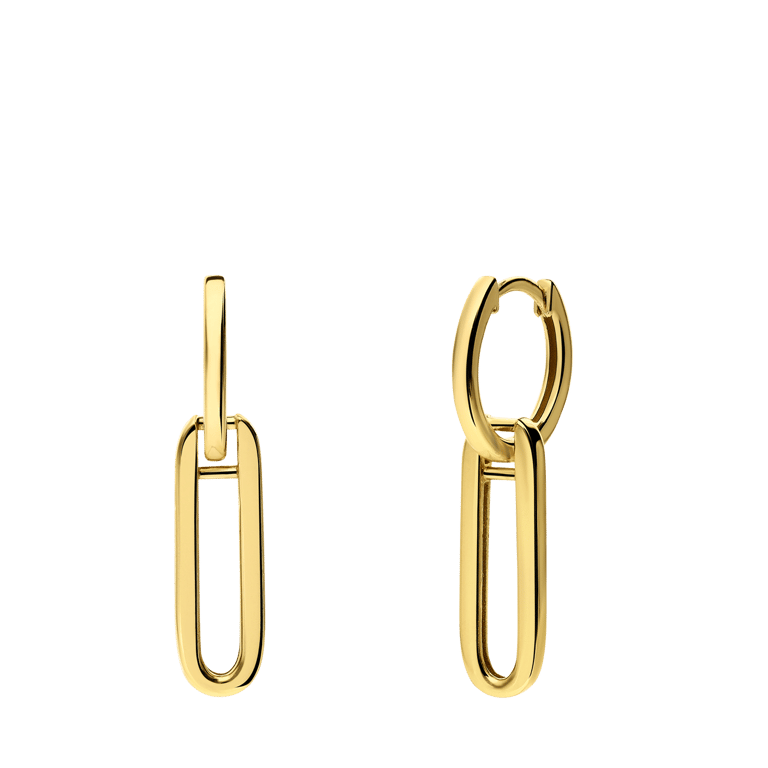 Zilveren goldplated oorringen met hanger voor dames