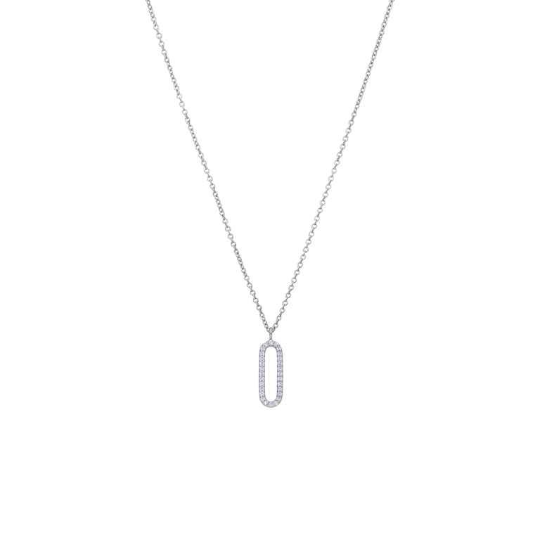 Halskette aus 925er Silber mit ovalem Anhänger, Zirkonia