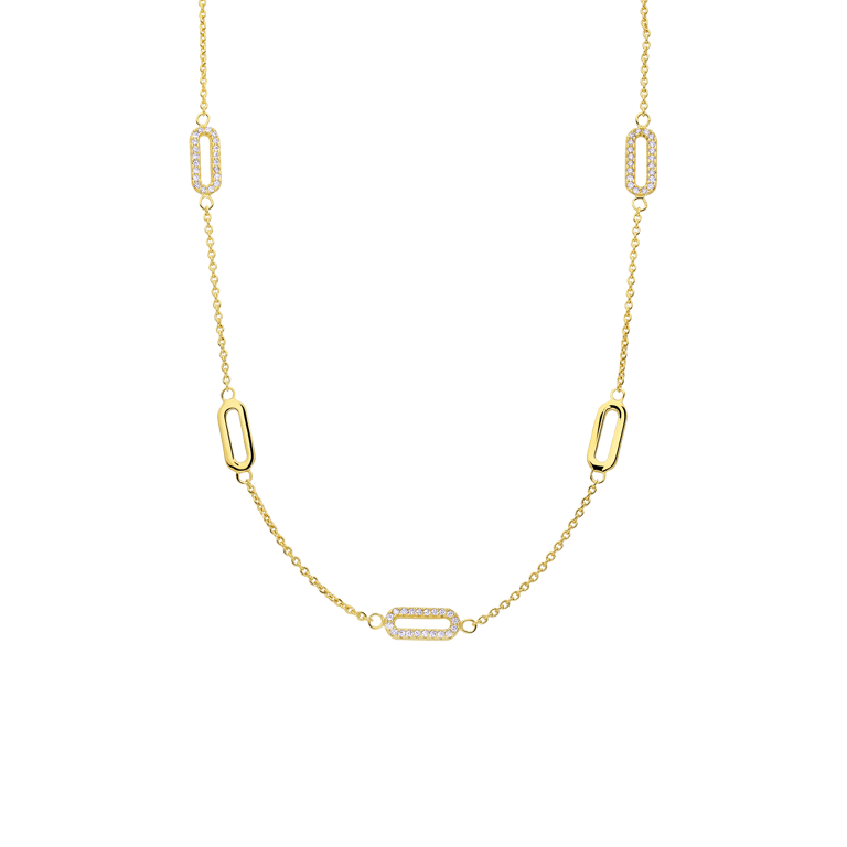 Zilveren goldplated ketting met hanger met zirkonia voor dames