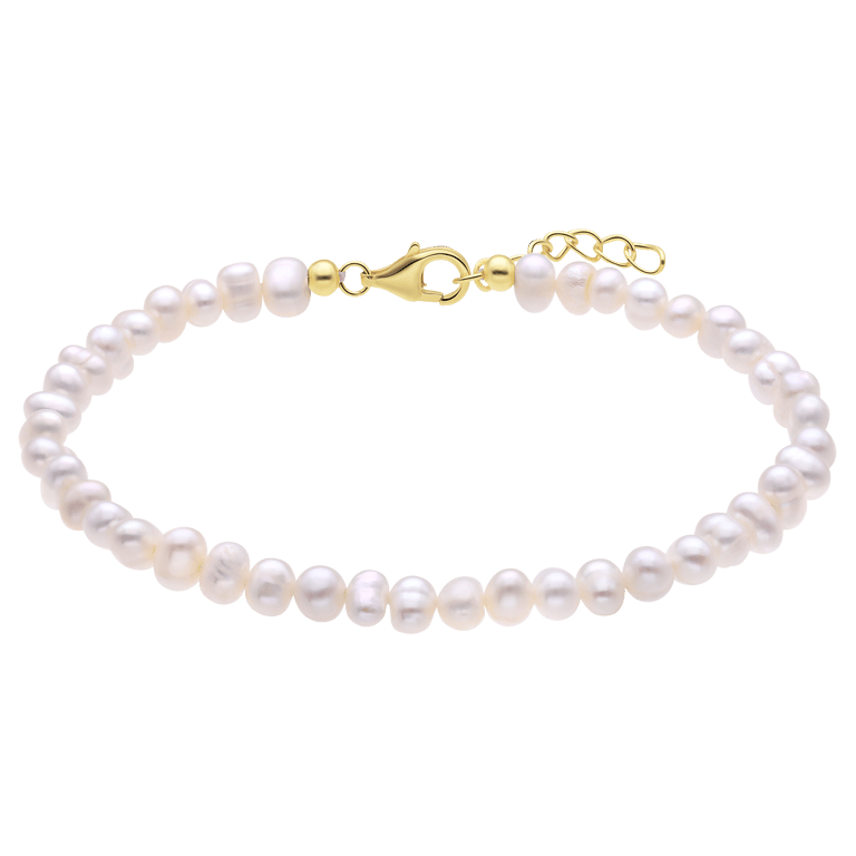 Zilveren goldplated parelarmband met parel voor dames