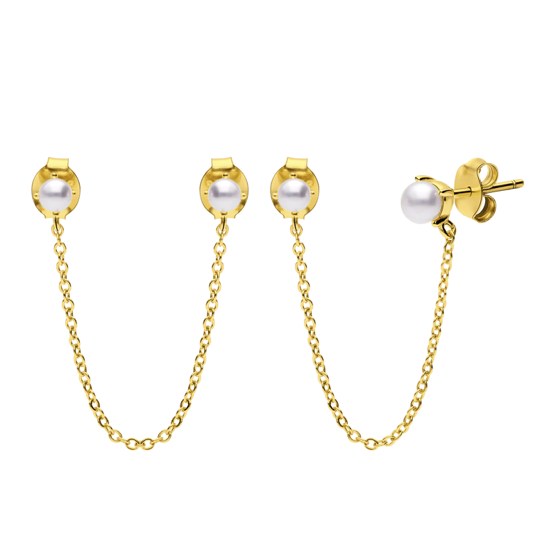 Zilveren goldplated oorknoppen met parel voor dames