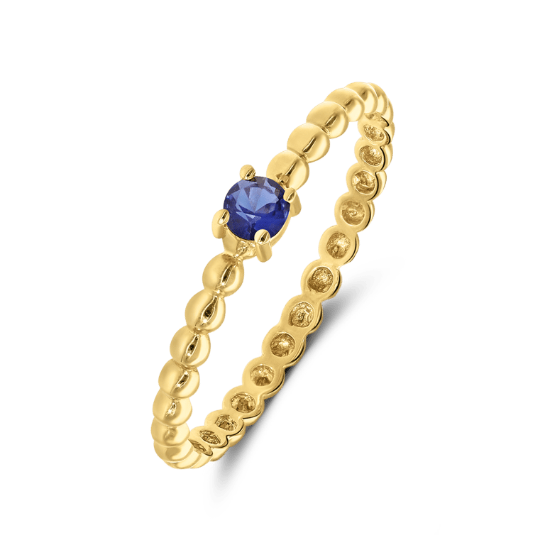 9 karaat geelgouden ring met blauwe zirkonia