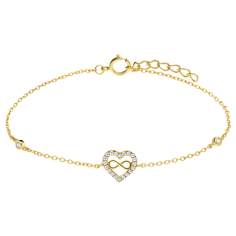 Zilveren goldplated armband met hanger hart voor dames