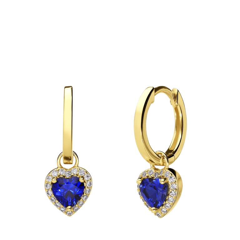 Zilveren oorringen hanger hart blauw