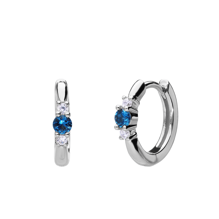 Ohrringe aus 925er Silber mit Zirkoniasteinen in Blau/Weiß